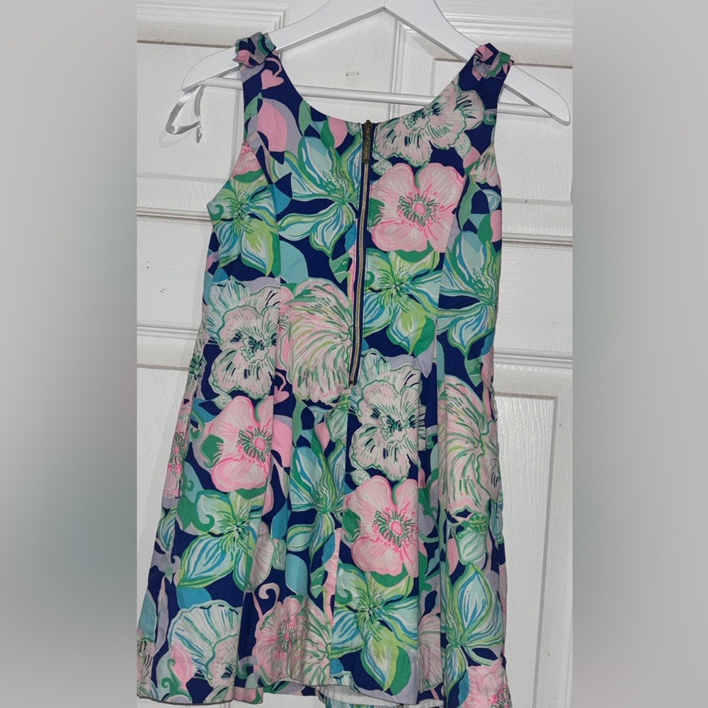 Lilly Pulitzer Floral A-Line Dress - Navy, Pink, and Green - Picture 2 of 5